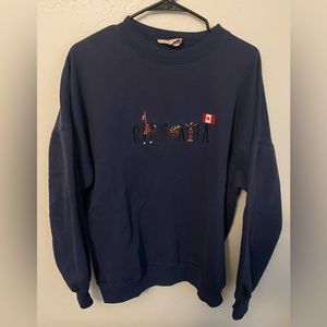 Vintage Canada Embroidered Men's Large Navy Pullover Sweatshirt 90s EUC